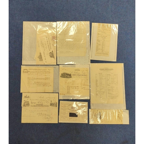 149B - Printed Ephemera.&nbsp;&nbsp;11 19th cent. printed & engraved billheads & similar, some loca... 