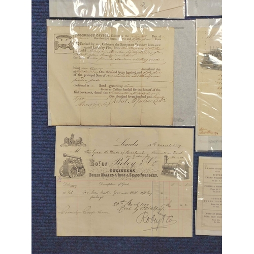 149B - Printed Ephemera.&nbsp;&nbsp;11 19th cent. printed & engraved billheads & similar, some loca... 
