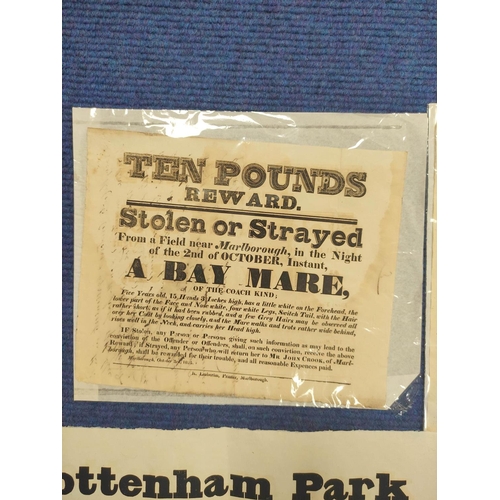 149C - Printed Posters & Handbills.  Tottenham Park Association, poster offering detailed rewards for t... 