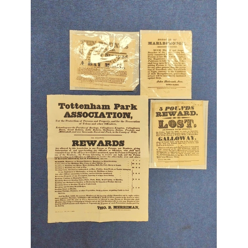 149C - Printed Posters & Handbills.  Tottenham Park Association, poster offering detailed rewards for t... 