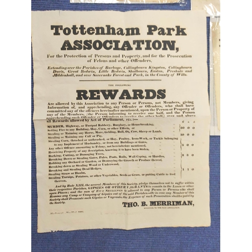 149C - Printed Posters & Handbills.  Tottenham Park Association, poster offering detailed rewards for t... 