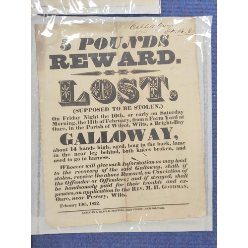 149C - Printed Posters & Handbills.  Tottenham Park Association, poster offering detailed rewards for t... 