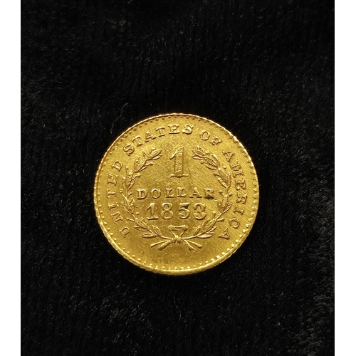 106 - USA. 1853 $1 .900 grade gold coin believed to be a jeweller's copy.