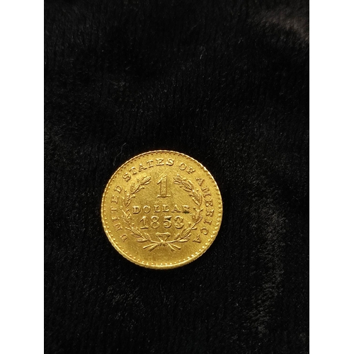 106 - USA. 1853 $1 .900 grade gold coin believed to be a jeweller's copy.