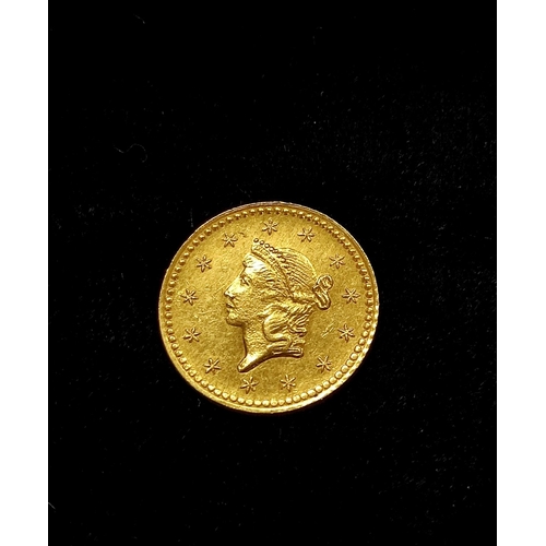 107 - USA. 1853 $1 .900 grade gold coin believed to be a jeweller's copy.