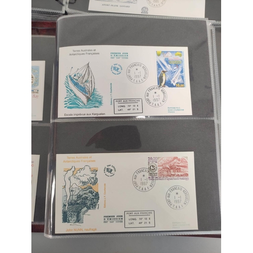 191 - Three folders of first day covers relating to the French Southern and Antarctic Lands (T.A.A.F) and ... 