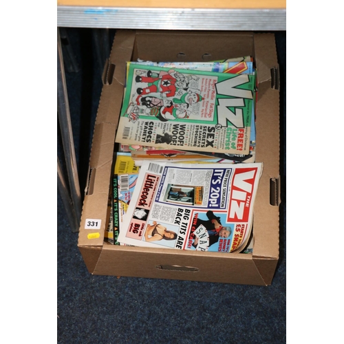 331 - Box containing The Viz, and other, magazines.