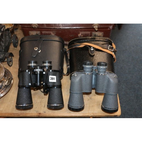 391 - Pair of cased Janex 10x50 field binoculars, and a pair of Wetzler 10x50 field binoculars.