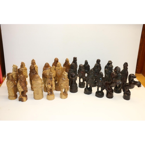 95 - Rustic treen chess set.