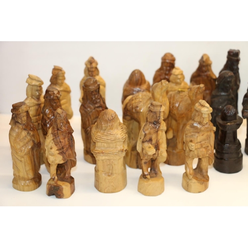 95 - Rustic treen chess set.