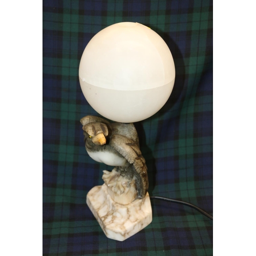 125 - Alabaster table lamp in the form of an eagle, 34cm.