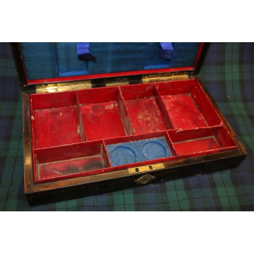 130 - Coromandel stationary box, with red leather fitted interior, by Caldwell and Co. of Philadelphia, 31... 