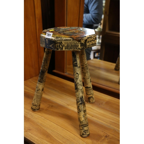 761 - Marvel decorated octagonal stool.