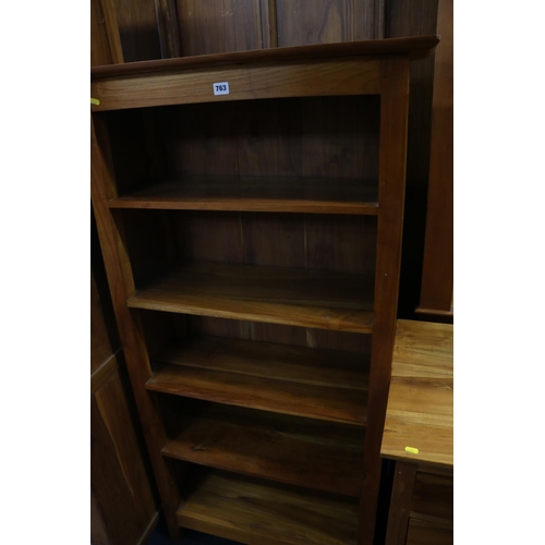 763 - Reproduction five shelf bookcase.