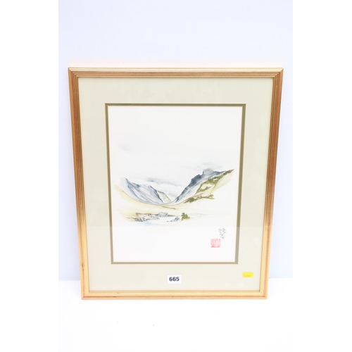 665 - CHINESE SCHOOL, Glencoe, watercolour on paper, signed and dated '87 lower right, frame size 50cm x 4... 