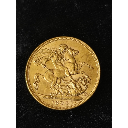 84 - United Kingdom. Victoria 1896 gold full sovereign. London mint. EF.