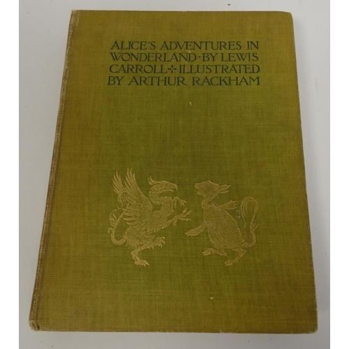 86 - RACKHAM ARTHUR (Illus).  Alice's Adventures in Wonderland. Col. plates. Orig. green cloth gilt, rubb... 