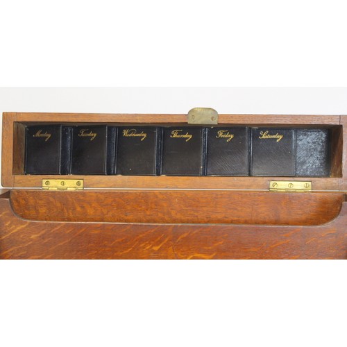 247 - Late 19th/early 20th century oak stationery/writing box of rectangular form, the sloping front with ... 