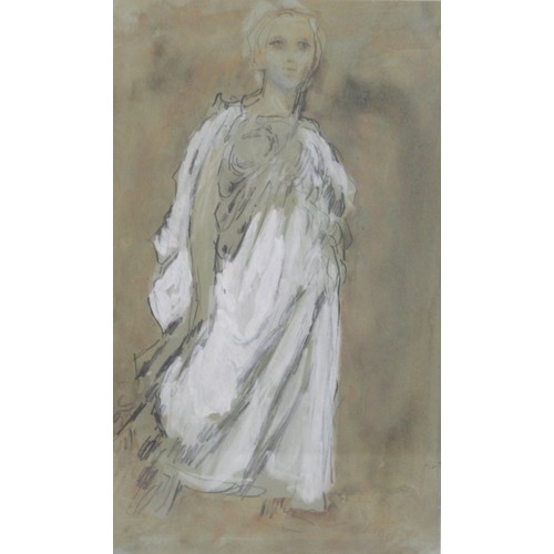 252 - Hercules Brabazon Brabazon (British 1821-1906).Study of a female figure with classical white drapery... 