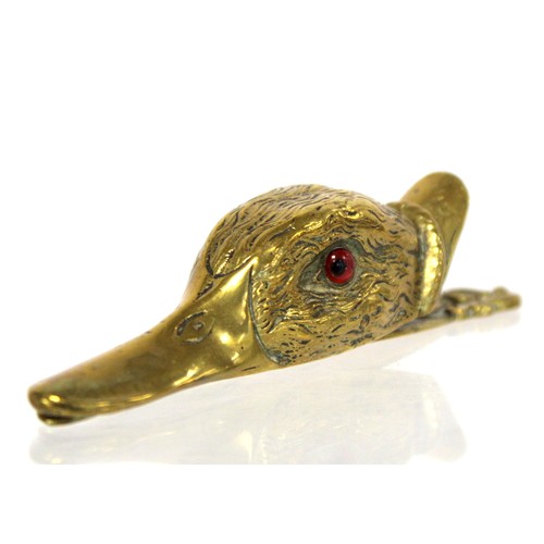 237 - Brass letter clip in the form of a duck's head with inset glass eyes, 13cm long and an Arts & Cr... 