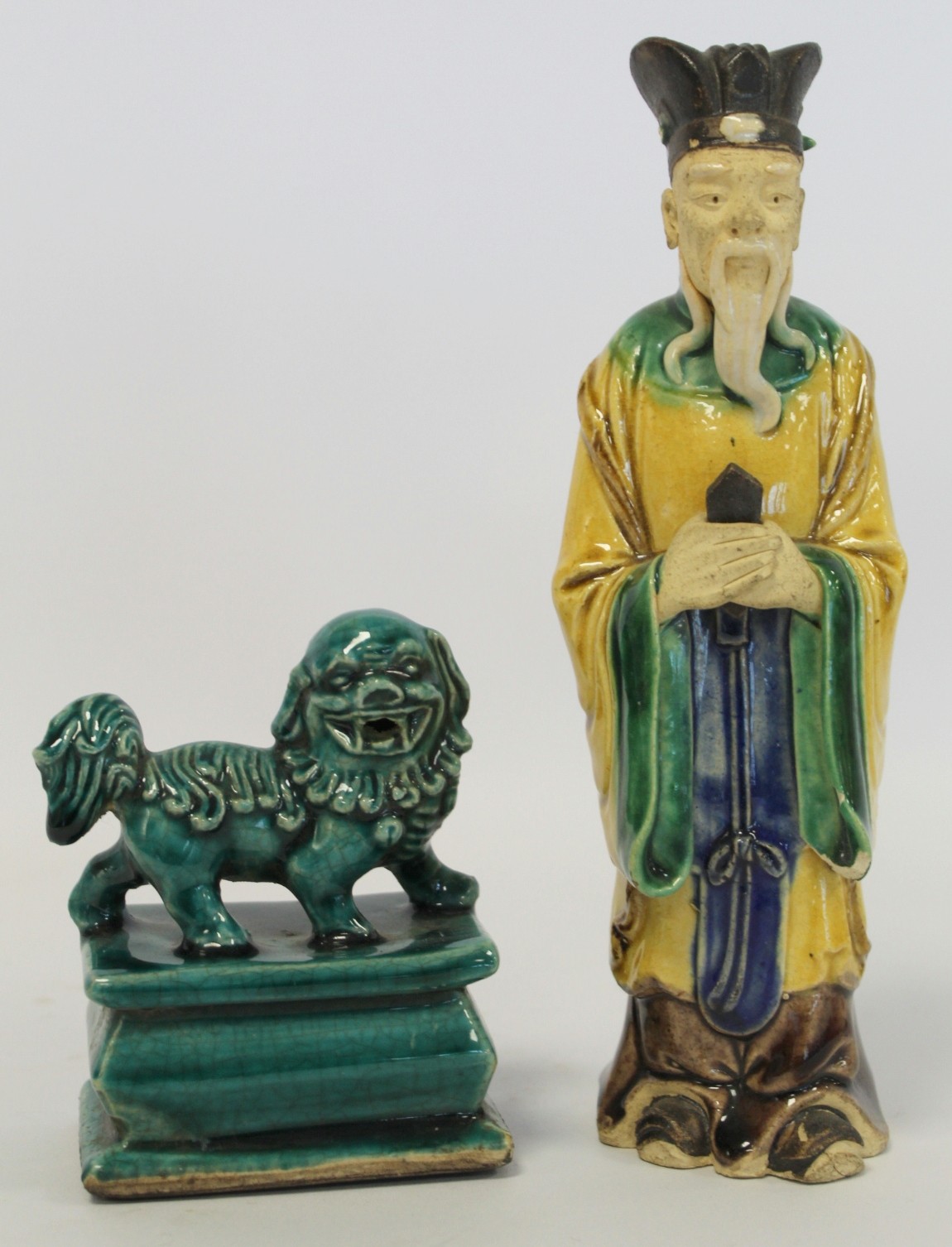 Chinese Shiwan pottery figure of a Daoist sage, standing