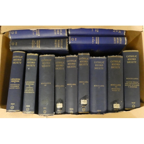 273 - CATHOLIC RECORD SOCIETY.  A carton of various vols. incl. 6 vols., Lancashire Registers.... 