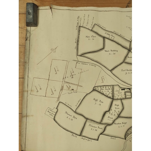 74 - AFTER JOS. ROOK.  Pen & ink manuscript copy of a plan of the farm of Park Gate Hall, W... 