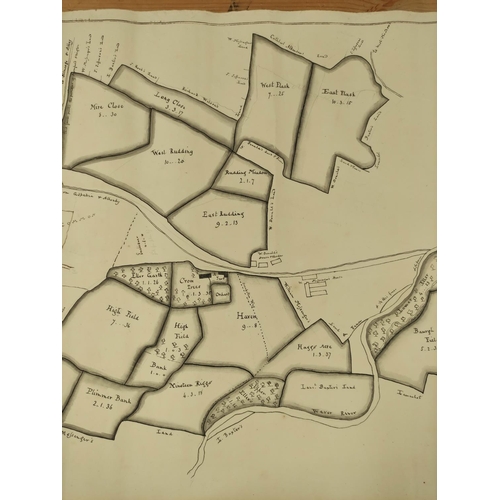 74 - AFTER JOS. ROOK.  Pen & ink manuscript copy of a plan of the farm of Park Gate Hall, W... 