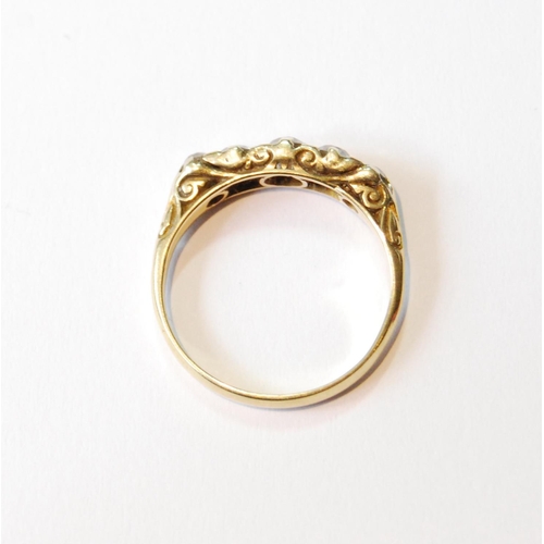 167 - Diamond five-stone ring with old-cut brilliants, in gold, '18', size M.