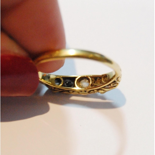 167 - Diamond five-stone ring with old-cut brilliants, in gold, '18', size M.