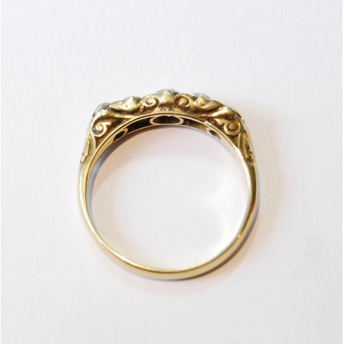 167 - Diamond five-stone ring with old-cut brilliants, in gold, '18', size M.