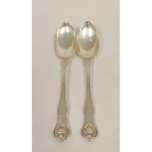 151 - Pair of silver serving spoons of Kings pattern by James Hobbs, 1832 and three others 1810(2) and 181... 