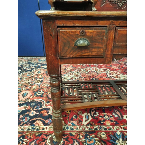 502 - Antique Chinese export lacquer dressing table, Origin Shanghai. In the European taste with pierced p... 