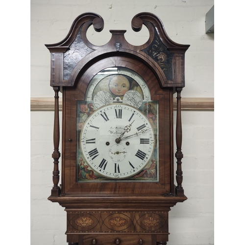 173 - Eight-day long case clock by Josh Walker, Workington, with 14¼