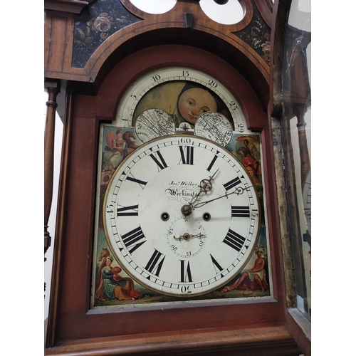 173 - Eight-day long case clock by Josh Walker, Workington, with 14¼