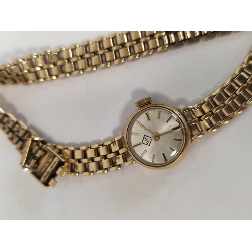 83 - Lady's 9ct gold bracelet watch, 19.5g gross.