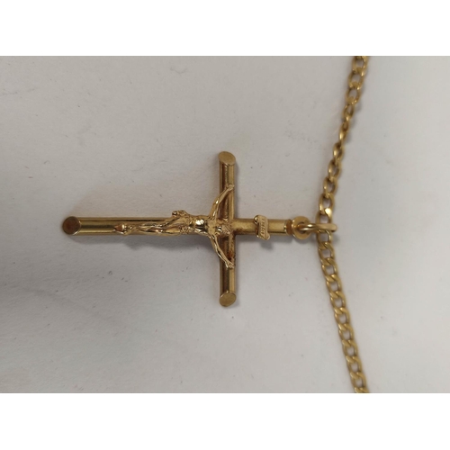 87 - 9ct gold crucifix and necklet, 5.8g.