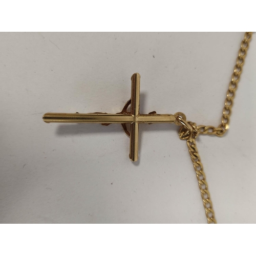 87 - 9ct gold crucifix and necklet, 5.8g.