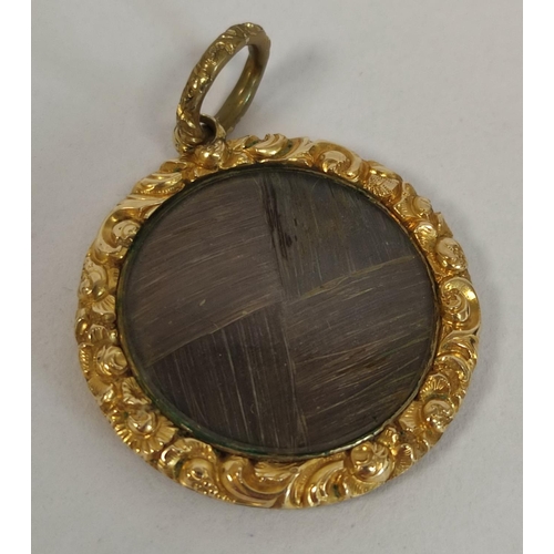 97 - Victorian black champlevé enamel locket, part gold and another two 9ct. 13.7g (3).