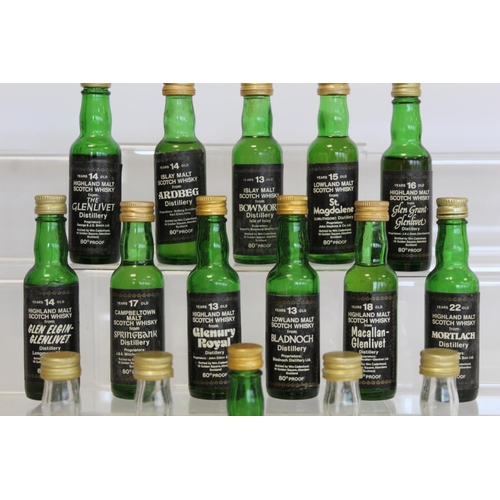 177 - Collection of sixteen Wm. Cadenhead Malt Scotch Whisky miniatures including Glenlivet, Bowmore, Glen... 