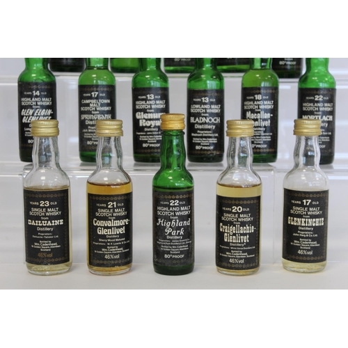 177 - Collection of sixteen Wm. Cadenhead Malt Scotch Whisky miniatures including Glenlivet, Bowmore, Glen... 