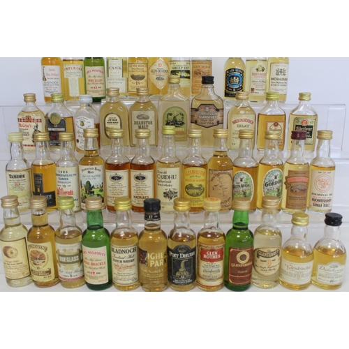 181 - Collection of forty six Scotch Whisky miniatures, mainly single malts, each 5cl.  (46).