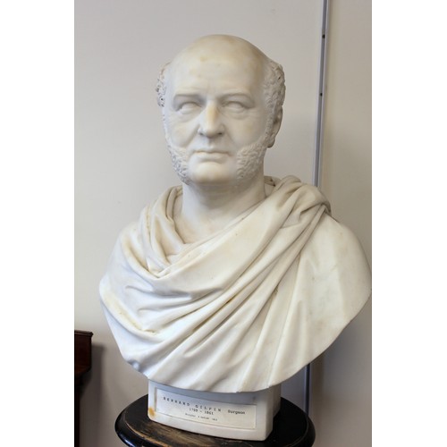 200 - Large Victorian carved white marble head and shoulders bust sculpture by Alfred Gatley (British 1816... 