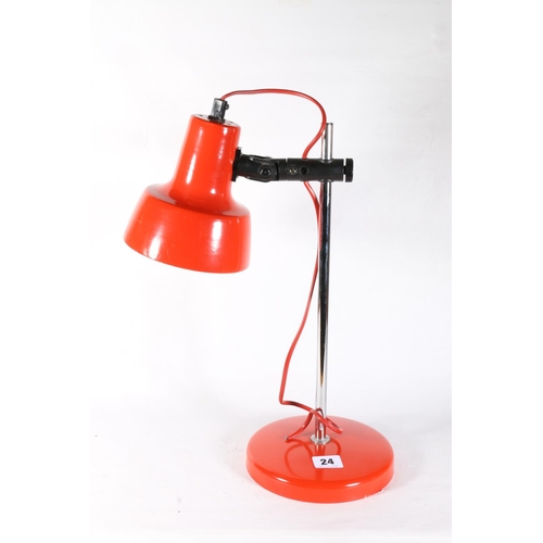 24 - Stylish chrome and red desk lamp, 38cm.