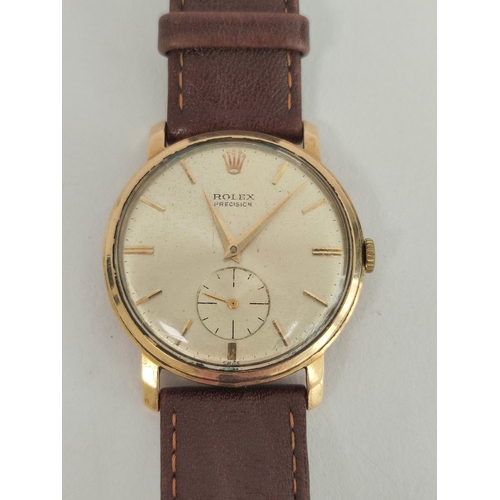 164 - Gent's Rolex precision watch, manual, in 9ct gold case, No. 1,8998, 1962 with Guarantee, 33mm.