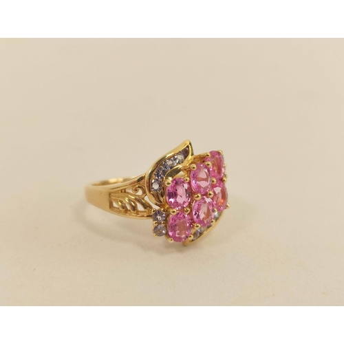 65 - Pink and white spinel cross-over ring and another 'alexandrite' spinel. 8.3g (2).