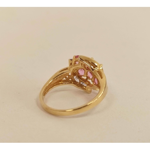 65 - Pink and white spinel cross-over ring and another 'alexandrite' spinel. 8.3g (2).