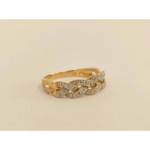 68 - Three rings with tiny diamonds, all 9ct gold. 8.5g