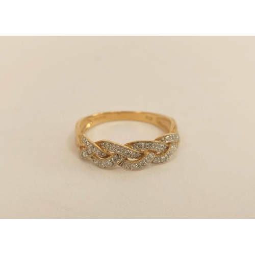 68 - Three rings with tiny diamonds, all 9ct gold. 8.5g