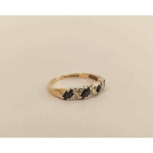 94 - Diamond ring with crossing rows of tiny brilliants and two others, all 9ct gold. 8.8g (3).